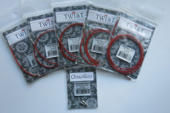 SET OF 5-chiaogoo Red SMALL Cables and L Tips to S Cable Adapter