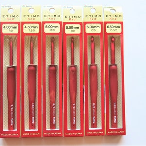 SET OF 6-Tulip Etimo Red Crochet Hook With Cushion Grip-Tulip Etimo Red Crochet hook-Tulip Etimo crochet hook cushion grip-Tulip Etiomo Red