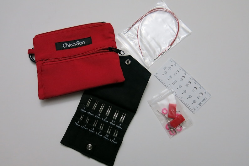 Chiaogoo Twist SHORTIES 2" & 3" Red Lace Interchangeable Complete set - Size US 0-3 - Chiaogoo Twist Red Lace Shorties needle set image 3