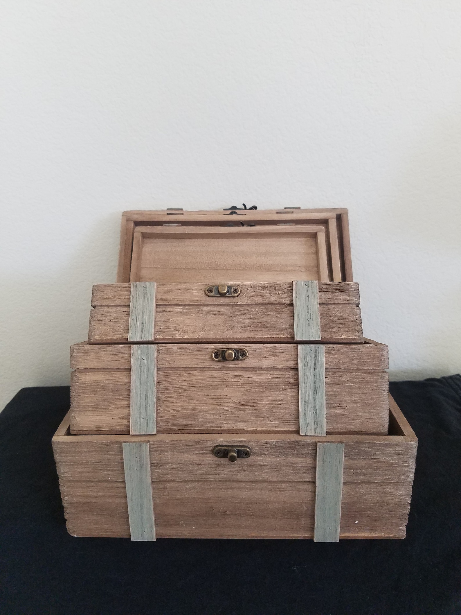 Wood Box Set of 3 All Stack Inside Each Other Etsy
