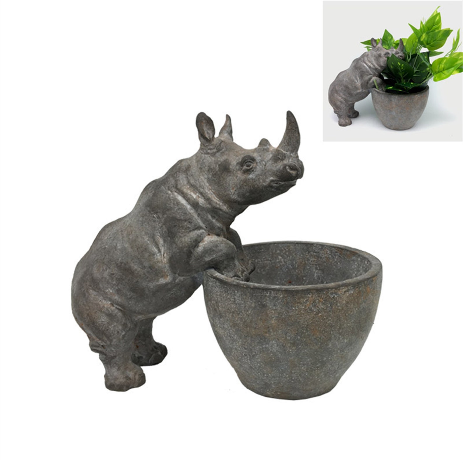 Rhino Statue Planter Pot Indoor Outdoor Use Weather Resistant Etsy Canada