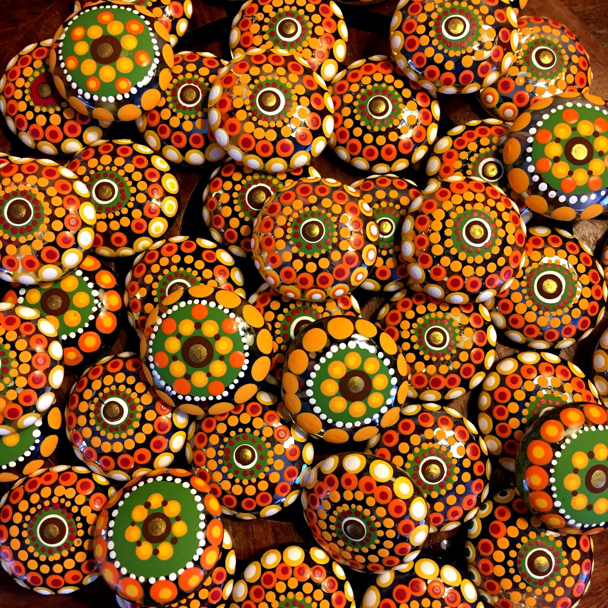 Set of 6 Painted Glass Mandala | Etsy