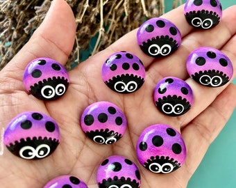 Hand Painted Ladybug Glass Gems: Decorative Home Accents