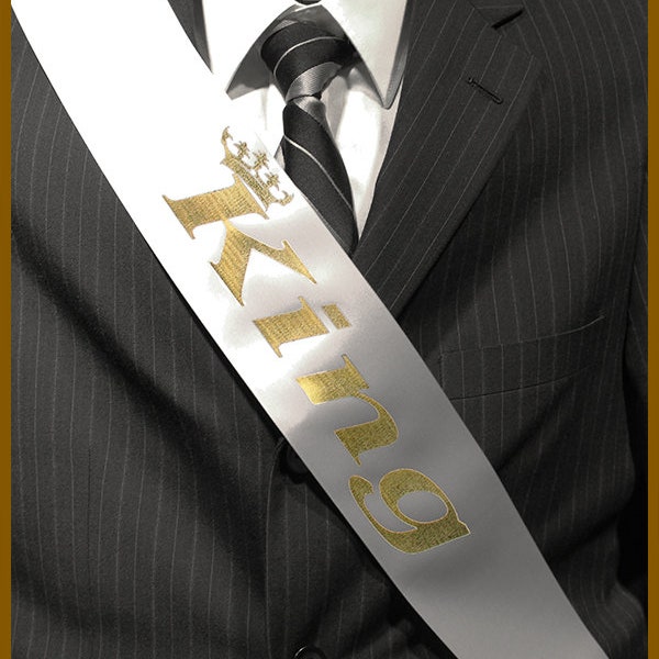 Satin Printed "King" Sash for Homecoming, Proms, Dances, Parties, Pageants