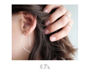 Ohrhänger Ohrringe Hängeohrring halber Kreis half circle Halbkreis minimalistisch schlicht Silber 925