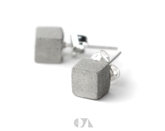 Beton Würfel Ohrstecker pur Kubus minimalistisch