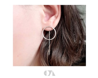 Kreis Ring Stab circle Creolen Ohrhänger Ohrringe minimalistisch schlicht Silber 925