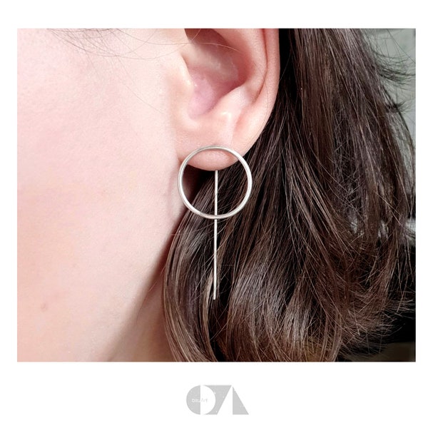 Circle ring rod circle hoop earrings earrings minimalist simple silver 925