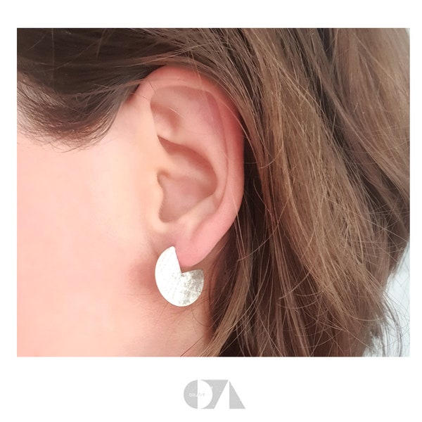 Stud earrings disc, dot dot circle, circle, disc, 925 silver, minimalist, geometric