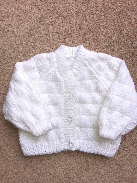 hand knitted baby cardigan (white)