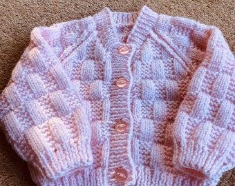 Hand knitted baby cardigan (pink)