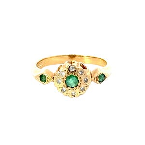 Antique Edwardian 9ct Emerald & Diamond Ring