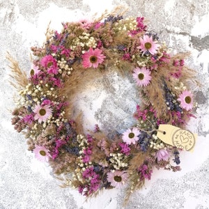 Dried flower mix wreath pink wall wreath door wreath table wreath dried