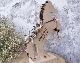 Wedding ring pillow wooden horse for wedding rings with names