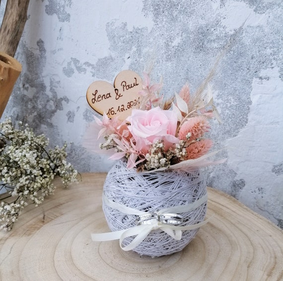 Anillo cojín ramo rosa con porta anillos para - Etsy España