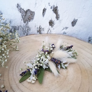 Vintagelook Blumen Haarkamm Kopfschmuck Mille Fleurs Schleierkraut Lavendel