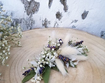 Vintagelook Blumen Haarkamm Kopfschmuck Mille Fleurs Schleierkraut Lavendel