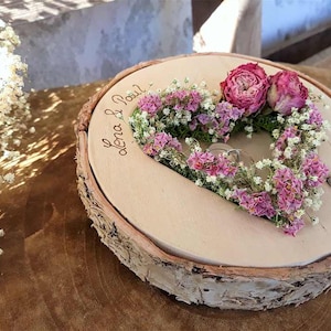 Hochzeit Ringkissen Herz rund Mille Fleurs ! beleuchtet ! für Eheringe mit Namen