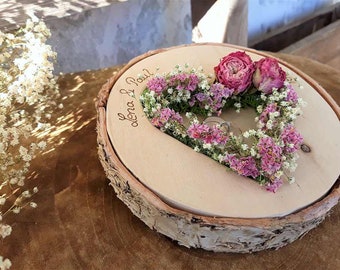 Hochzeit Ringkissen Herz rund Mille Fleurs ! beleuchtet ! für Eheringe mit Namen