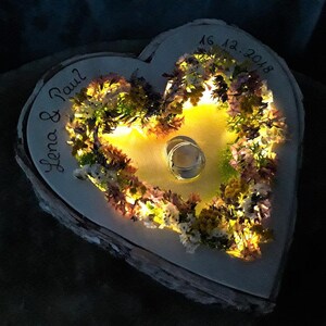 Hochzeit Ringkissen Herz Mille Fleurs Mix beleuchtet für Eheringe mit Namen Bild 2