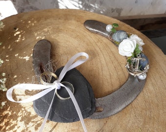Ring pillow ring holder horseshoe maritime roses