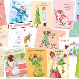 15 Postkarten "Weihnachtsdamen"