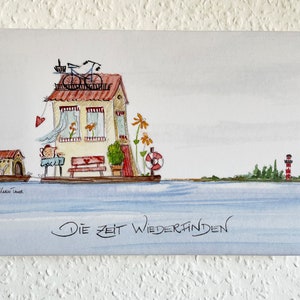 Kunstdruck auf Leinwand Die Zeit wiederfinden 30 x 20 cm Hausboot mal anders Bild 2