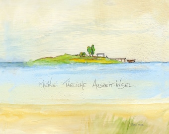 Kunstdruck auf Leinwand "Meine tägliche Auszeit-Insel"