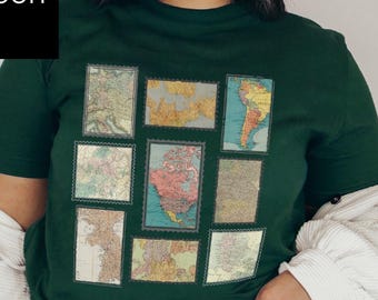 Vintage Map Postage Stamp T-Shirt, Travel Shirt