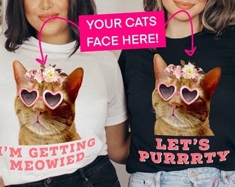 Custom Cat Face Bachelorette Party Shirt, Bridal Shower Gift
