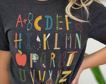 Alphabet Teacher T-Shirt, Elementary School Tee