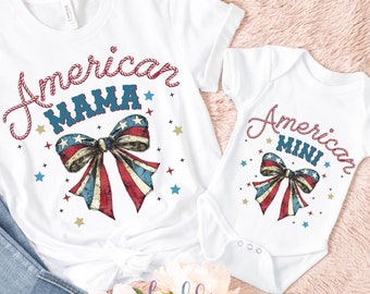 American Bow Mommy and Me Shirts, Mom Daughter 4th of July Tees, Mommy and me 4th of July, Matching Mom and Baby, Gift for Mom