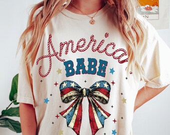 Comfort colors 4th of July shirt for women, Coquette American Flag shirt, Coquette 4th Of July shirt, American flag bow, womens 4th shirt