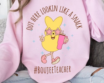 Easter teacher sweatshirt, funny teacher peep sweatshirt, funny easter tshirt for teacher, happy Easter teacher shirt, group teacher Easter