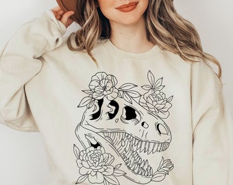 Dinosaur Skeleton Sweatshirt, Dinosaur Skeleton Sweater, Dino Sweatshirt, Aesthetic Sweater, Dinosaur Gifts, Gift For Dino Lover, Dino Shirt