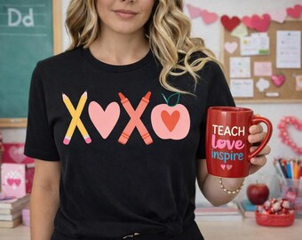 Valentine Teacher Shirt, Teacher Valentine long sleeve, alphabet Teacher Valentine Sweatshirt, Valentines Day Gift for Teacher Tshirt