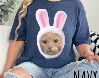 Custom Easter Pet Shirt Comfort Colors | Personalized Dog Cat Photo Shirt | Easter Gift |