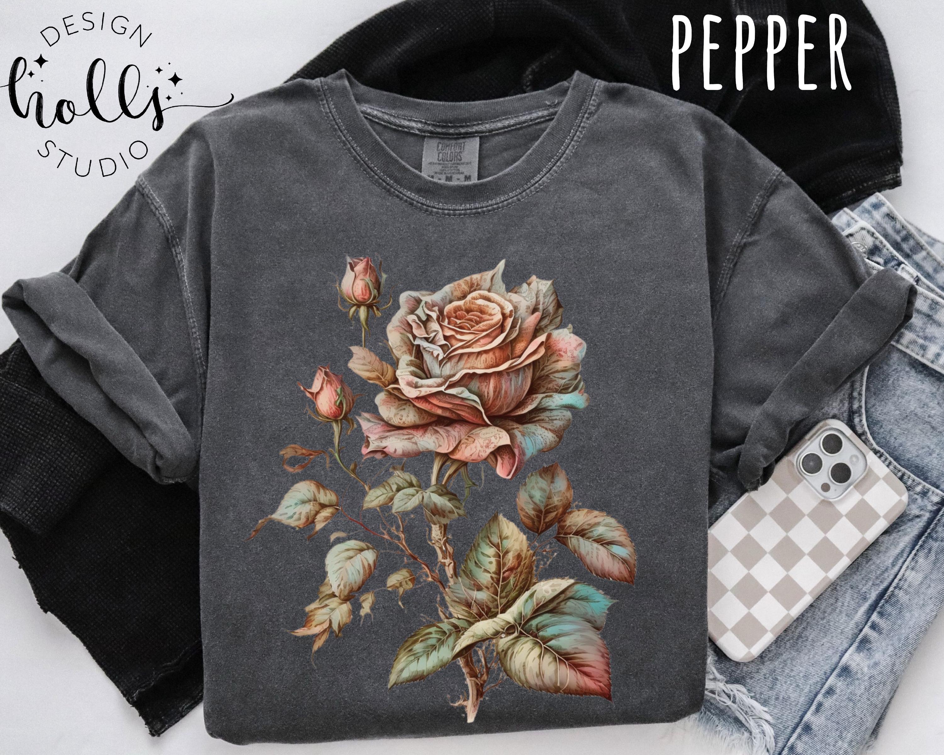 Vintage Rose Floral T-shirt – Romantic Garden Tee for Spring