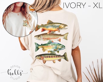 Comfort Colors Rainbow Forell T-shirt, Boho Fishing Graphic T-shirt