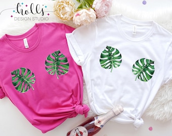 Tropic like it's hot vrijgezellenshirts, tropische palm T-shirts voor bruidsmeisjes