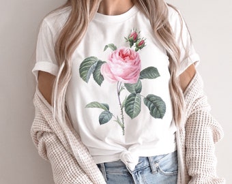 Pocket shirt Rose Minimalist Logo Tee graphic tee Bella Canvas Simple T-Shirt Cute Logo Shirt