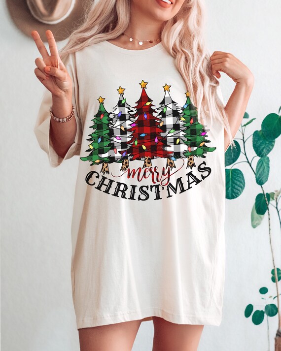 Chemise joyeux Noel femme chemise de Noel homme femme jolie chemise de Noel Noel chemise de vacances femme chemise sapin de Noel imprime leopard Etsy France
