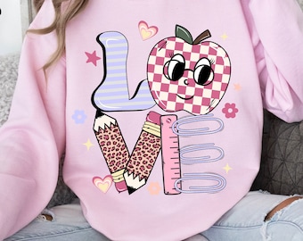 Valentine Teacher Shirt, Teacher Valentine long sleeve, alphabet Teacher Valentine Sweatshirt, Valentines Day Gift for Teacher Tshirt, love