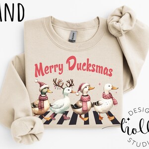 クリスマスダックスウェットシャツ、女性用ダッククリスマスシャツ、面白い動物のクリスマススウェットシャツ、農場愛好家へのギフト、面白いクリスマスシャツ