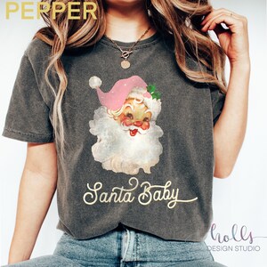 Vintage Christmas shirt, retro Christmas shirt, pink Santa Christmas shirt, cute womens trending Christmas shirt, retro Santa tshirt, comfor