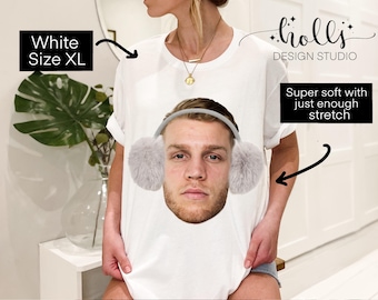 Custom Groom Face Bachelorette Shirt – Snow in Love Winter Party Tee