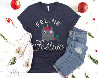 Funny Christmas shirt, Christmas party shirt, cute Christmas tee, Christmas graphic tee, cat lovers shirt, cat mother shirt, Christmas shirt