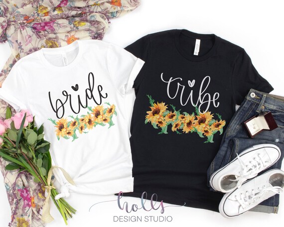 Sunflower bride shirt bride tribe 