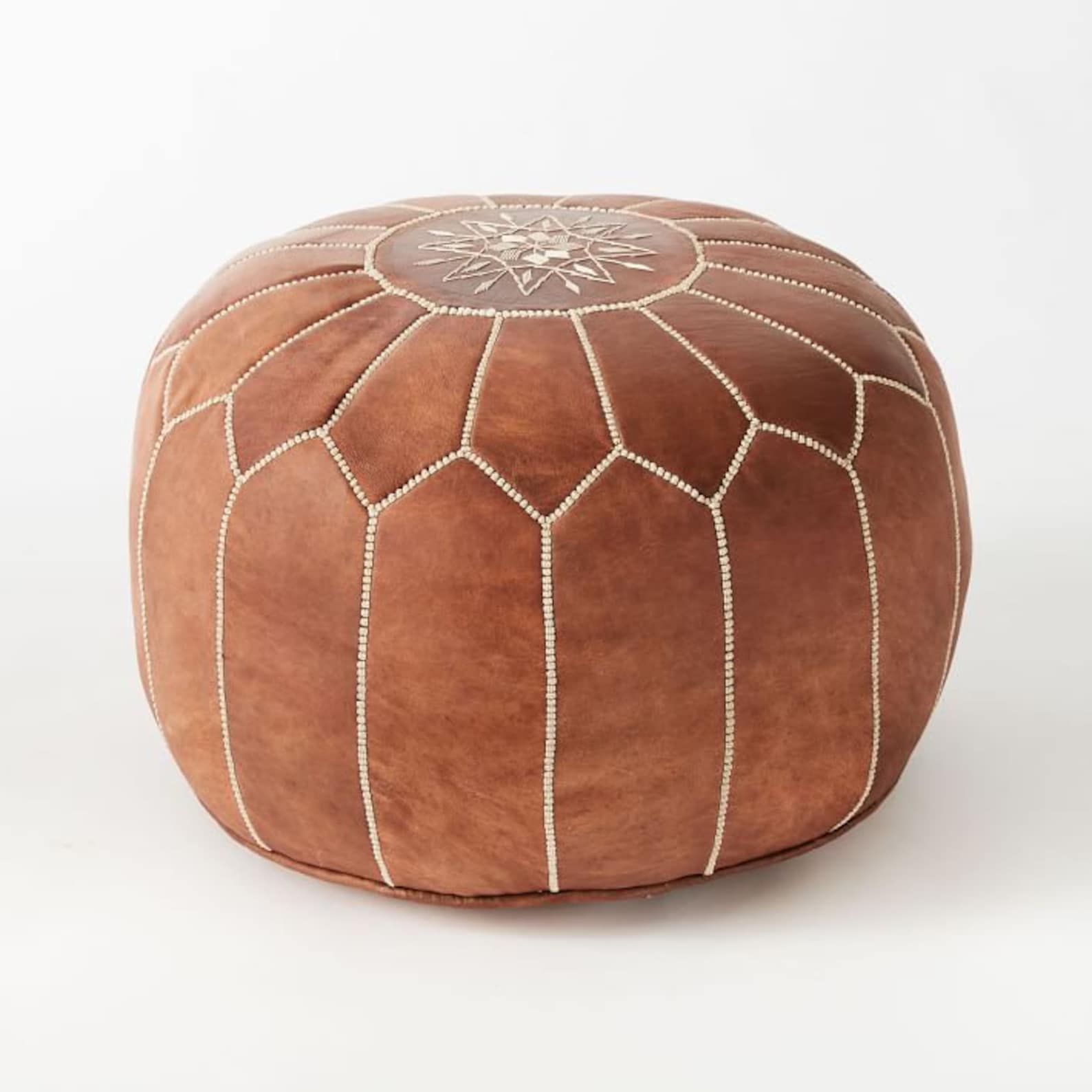 Handmade Moroccan Tan Pouf Genuine Leather Ottoman All Etsy