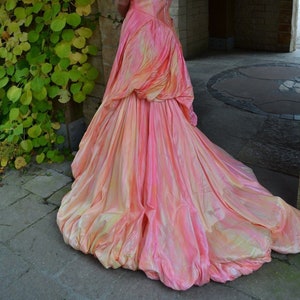 Silk Wedding Gown Dress Blush Rose Peach Pink white ivory 4 6 8 ballgown event gala tie dye painted beach boho hippy wedding princess small